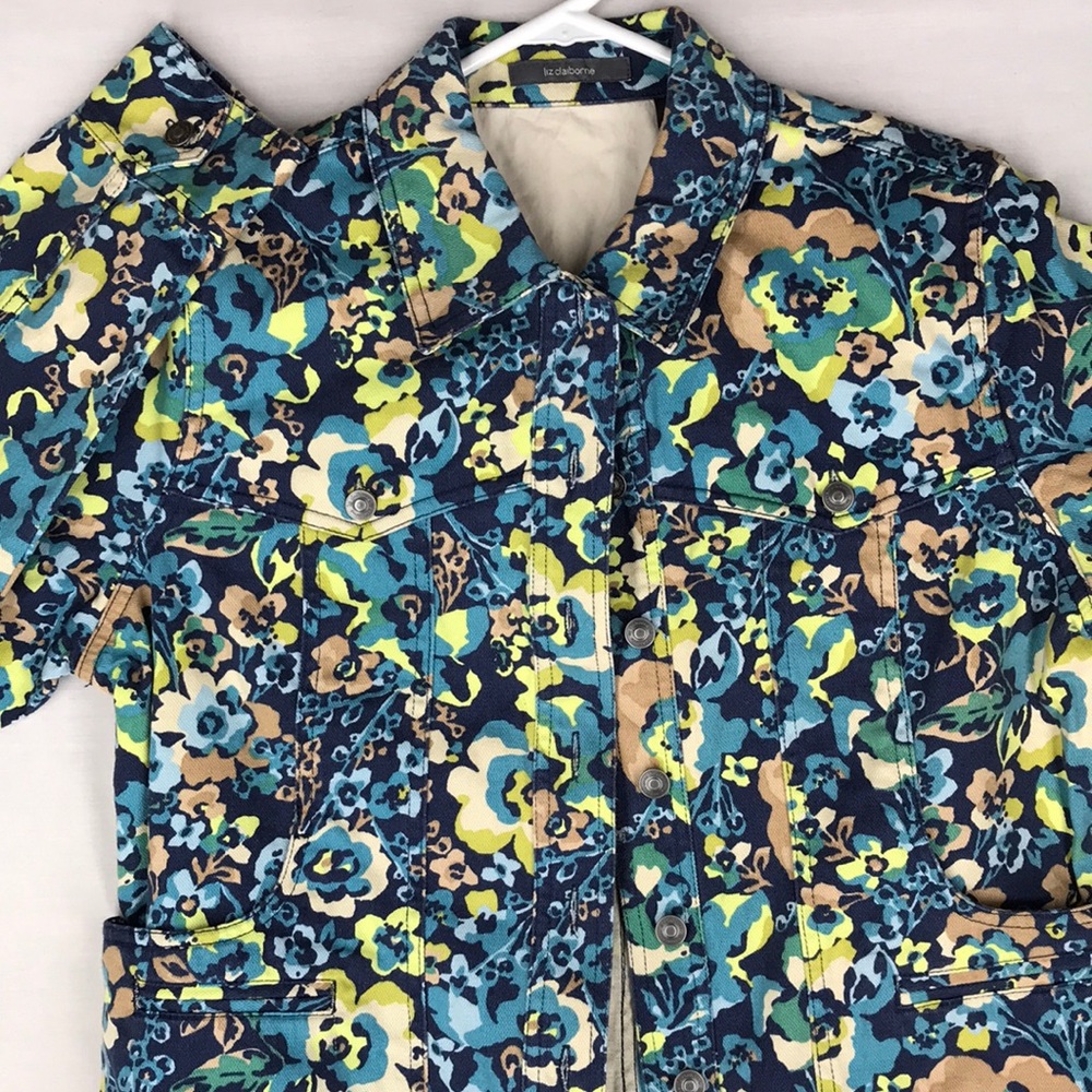 Liz Claiborne floral jean jacket NWT size lg